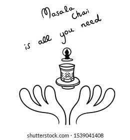 Vector illustration of masala milk tea cup and spices