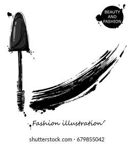 Vector illustration of mascara. Fashion illustration. Isolated.