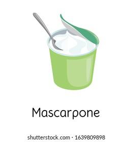 Vector illustration of mascarpone and cheese logo. Graphic of mascarpone and meal vector icon for stock.