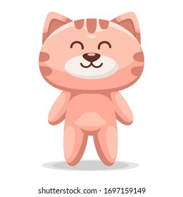 Vector illustration mascot of adorable cat with smile. Perfect for kids education.
