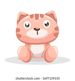Vector illustration mascot of adorable cat with smile. Perfect for kids education.