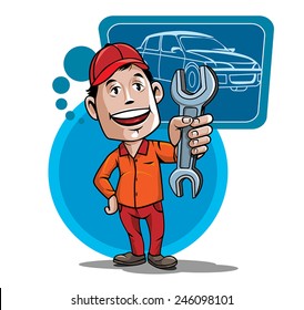 Vector illustration, Mascot for auto mechanics.