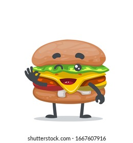 vector illustration of mascot or burger character with nice hand
