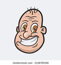 Vector Illustration Mascot cartoon character of Funny Bald head man character. Clip Art Vector. Suitable for Brand, Label, Logo, Sticker, t-shirt Design and other Product.