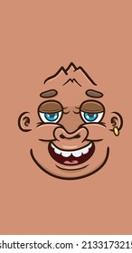 Vector Illustration Mascot cartoon character of Cute Cartoon Brown Monkey Face With Relax Expression.  Suitable for Wallpaper Smartphone, background, Flag, t-shirt and Other product.