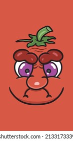 Vector Illustration Mascot cartoon character of Cute Cartoon Red Tomatoes Face With Funny Expression. Suitable for Wallpaper Smartphone, background, Flag, t-shirt and Other product.