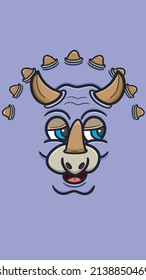 Vector Illustration Mascot cartoon character of Face Dinosaur Cartoon. For Background and Wallpaper. Animals Wallpaper Theme. Suitable for Wallpaper Smartphone, Flag, t-shirt and Other product.