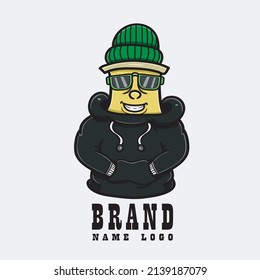 Vector Illustration Mascot cartoon character of Graffiti Spray Can Cartoon With Hoodie. Simple Logo. Brand Hoodie Theme. Suitable for Brand, Label, Logo, Sticker, t-shirt Design and other Product.