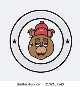 Vector Illustration Mascot cartoon character of Bear Head Cartoon. Simple Logo.  Suitable for Brand, Label, Logo, Sticker, t-shirt Design and other Product.