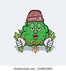 Maskottchen von Cool Marijuana Cartoon bringen Cannabis. Vektorvideo-Kunst, Vektorgrafik und Illustration