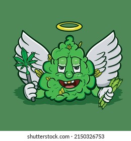 Vektorgrafik Mascot Cartoon Charakter von Weed Bud Angel.Geeignet für Marke, Logo, Aufkleber, T-Shirt Design und anderes Produkt.