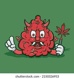 Vector Illustration Mascot cartoon character of Weed Bud Evil. Suitable for Brand, Logo, Sticker, t-shirt Design and other Product.