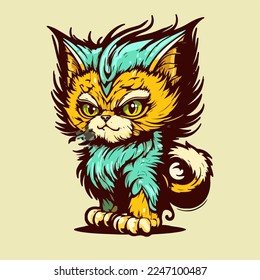 ilustración vectorial diseño de gato mascota.