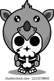 vector illustration of mascot costume cartoon character animal man rhino cute skull