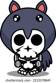 vector illustration of mascot costume cartoon character animal man anteater cute skull
