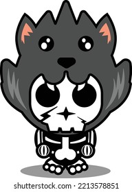 vector illustration of mascot costume cartoon character animal man wolf cute skull