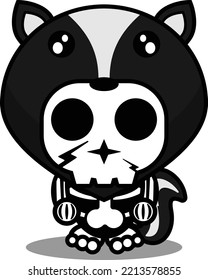 vector illustration of mascot costume cartoon character animal man skunk cute skull