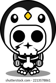 vector illustration of mascot costume cartoon character animal man penguin cute skull