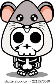vector illustration of mascot costume cartoon character animal man rat cute skull