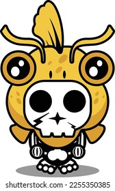 vector illustration of mascot costume cartoon character animal man gold fish cute skull