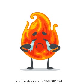 vector illustration of mascot or fire character crying