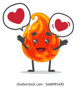 vector illustration of mascot or fire character bring love