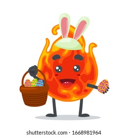 vector illustration of mascot or fire character wearing easter party costume