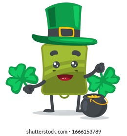 vector illustration of mascot or flashdisk character wearing shamrock costume