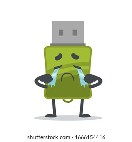 vector illustration of mascot or flashdisk character crying