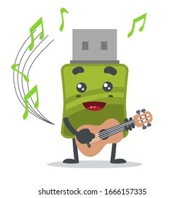 vector illustration of mascot or flashdisk character play guitar