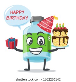 vector illustration of mascot or medicine bottle character celebrate birthday party