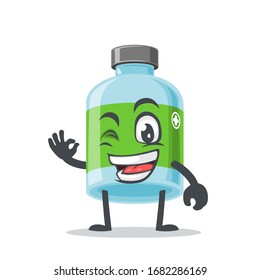 vector illustration of mascot or medicine bottle character with nice hand