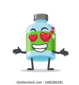 vector illustration of mascot or medicine bottle character with love eye