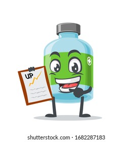 vector illustration of mascot or medicine bottle character presentation with clipboard