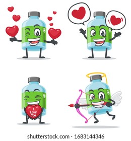 vector illustration of mascot or medicine bottle character collection set with valentine theme