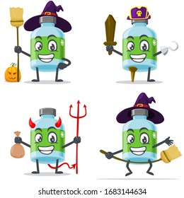 vector illustration of mascot or medicine bottle character collection set with halloween theme