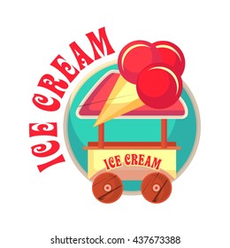 vector illustration mascot mobile street food truck horn with ice cream