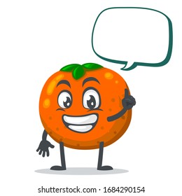 vector illustration of mascot or orange fruit character says with blank balloon speech