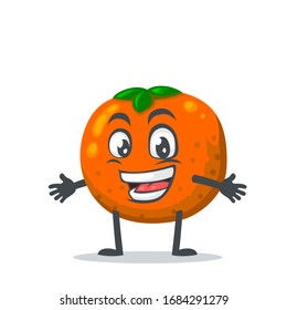 ilustración vectorial de mascota o de frutas anaranjadas de mano abierta