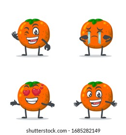 vector illustration of mascot or orange fruit character collection set with expression theme