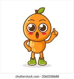 ilustración vectorial de la enseñanza de personajes de mascota o de fruta naranja