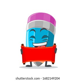 ilustración vectorial de caracter de mascota o lápiz con desplazamiento rojo en blanco