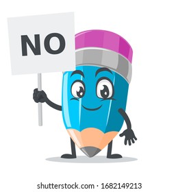 vector illustration of mascot or pencil character holding sign says no
