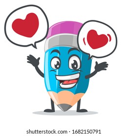 vector illustration of mascot or pencil character says with love in bubble speech