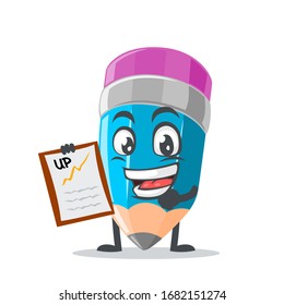 vector illustration of mascot or pencil character presentation with clipboard