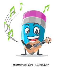 vector illustration of mascot or pencil character playing guitar