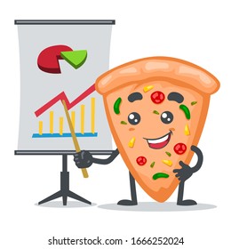 vector illustration of mascot or pizza character presentation with diagram