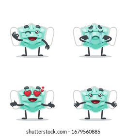 vector illustration of mascot or surgical mask character collection set with expression theme