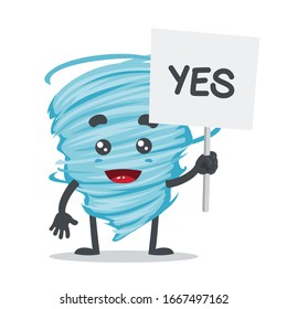 ilustración vectorial del cartel de retención de personajes de mascota o tornado dice sí