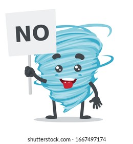 vector illustration of mascot or tornado character holding sign says no
